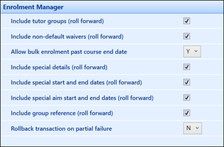 Enrolment Manager Institution Settings