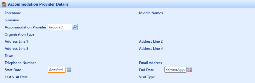 Accommodation Provider Details section