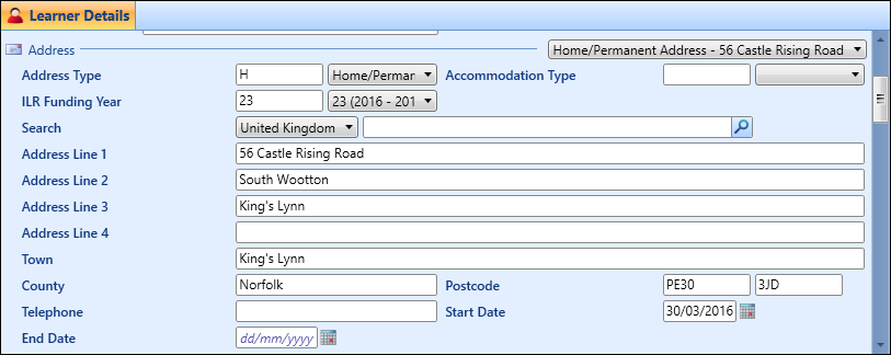 Address fields