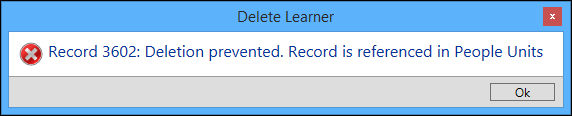 Delete Learner error message