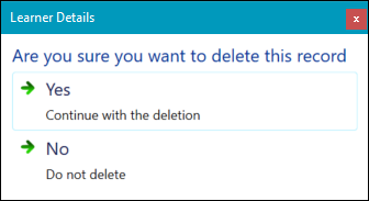 Confirm deletion message