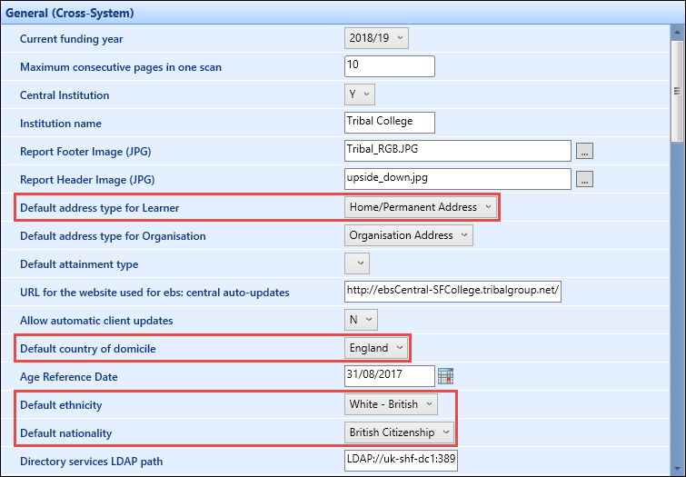 General institution settings