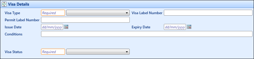 Visa Details section