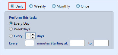 Create Schedule window - Daily option