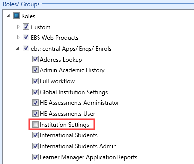 Institutions Settings role