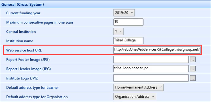 Web service host URL setting