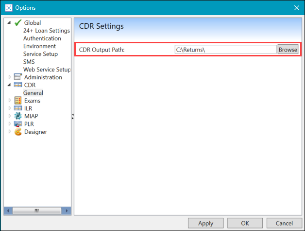CDR Output Path field