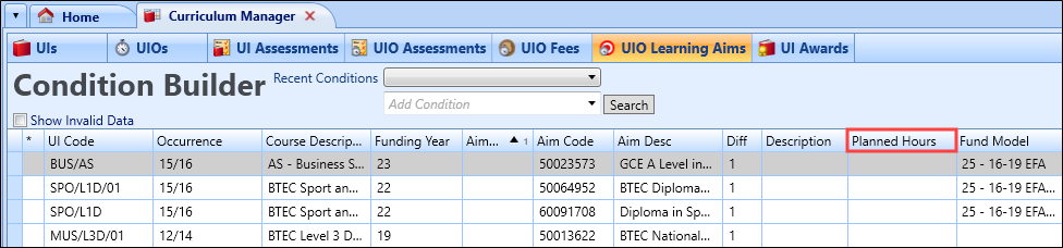 UIO Learning Aims Planned hours field