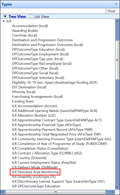 ILR Devolved Area Monitoring option