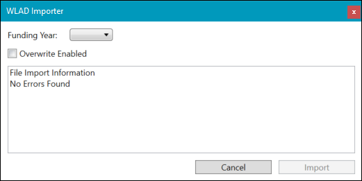 WLAD importer screen