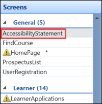 AccessibilityStatement in ebs ontrack Hub Designer