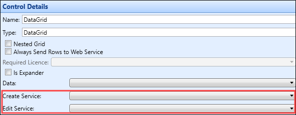 Create Service and Edit Service fields