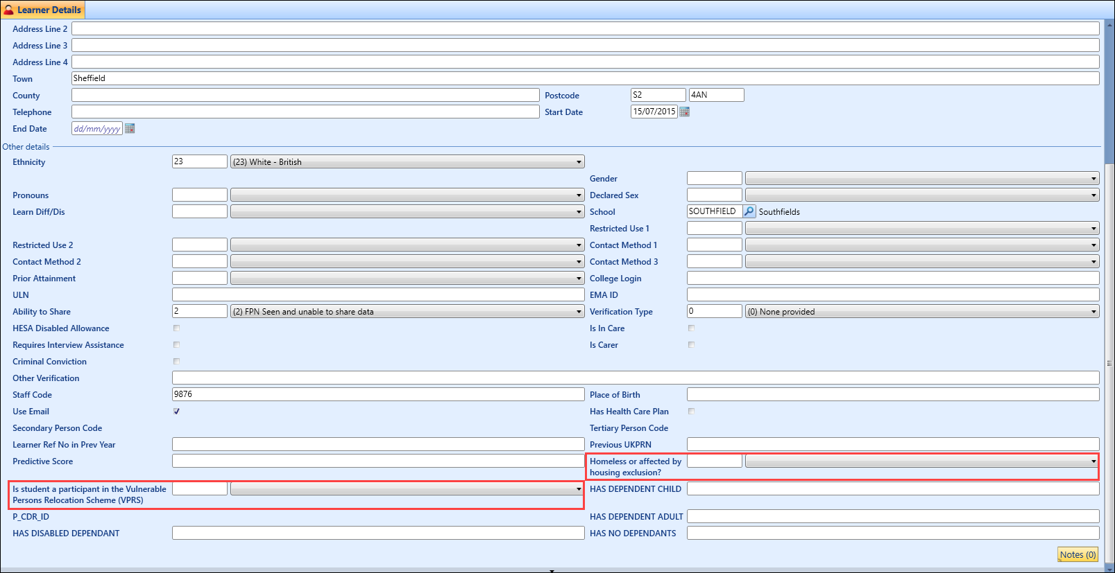 New fields in the Other details section