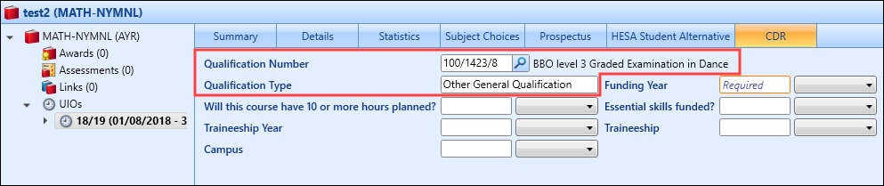 Qualification fields