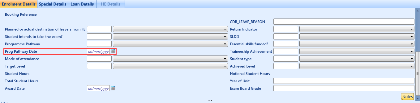Prog Pathway Date field