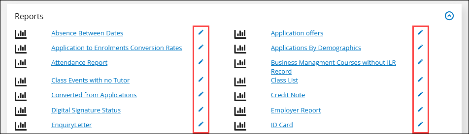 Edit Report button