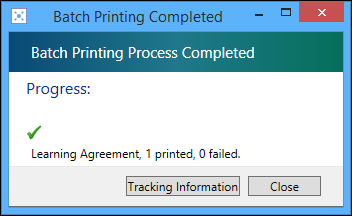 Batch Printed Completed window