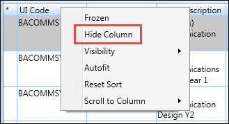 Hide Column option