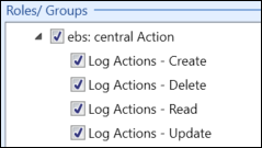 ebs central action roles and groups