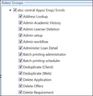 ebs: central Apps/Enqs/Enrols group