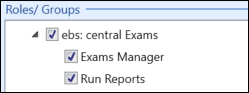 ebs central Exams roles and groups