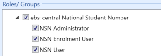 ebs central National Student Number roles and groups