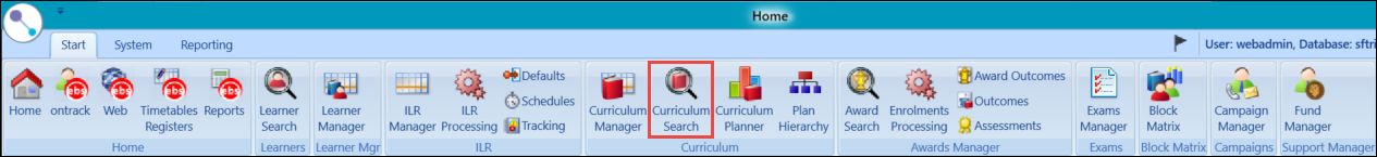 Curriculum Search button