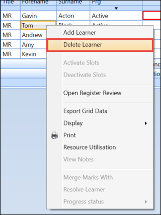 Delete Learner option