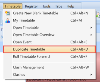 Duplicate Timetable option