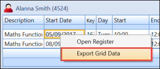 Export Grid Data option