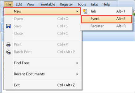 File - New Event