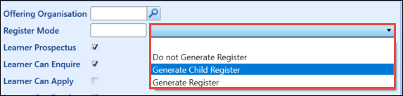 Register Mode drop-down