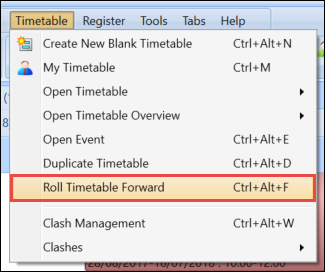 Timetable - Roll Timetable Forward