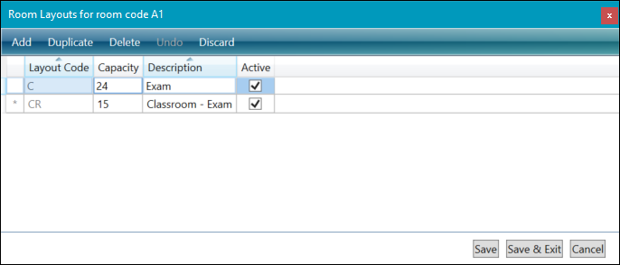 Room Layouts window