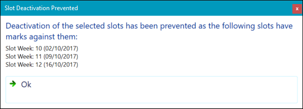 Slot Deactivation Prevented window