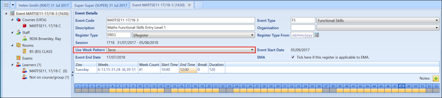 Use Week Pattern drop-down