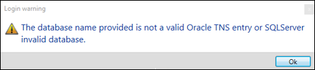 The Database name is incorrect error message