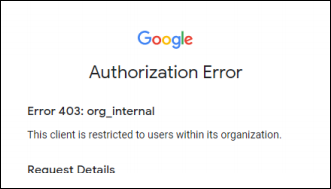 Authorisation error message