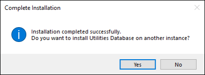 Installation confirmation message