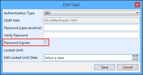 Password Expires check box