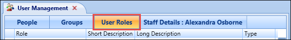 User Roles tab