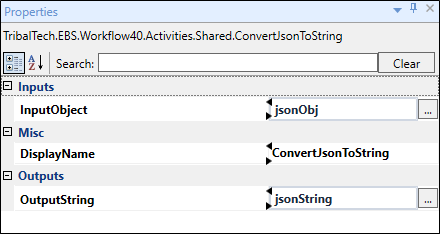 ConvertJsonToString activity properties