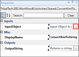 ConvertXmlToString activity parameters