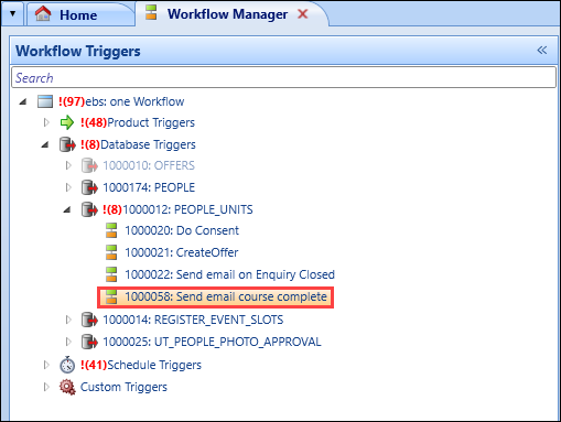 Workflow Triggers panel