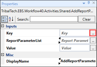 AddReportParameter activity properties