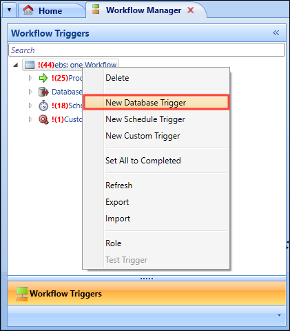 Workflow Manager new database trigger