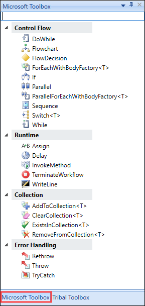 Add Activity Microsoft Toolbox