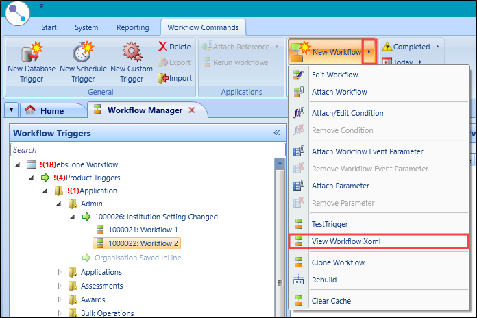 Workflow Manager view workflow link