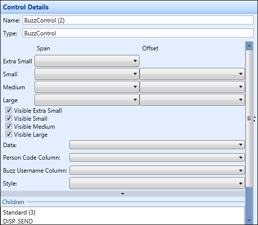 Control Details section - Buzz control