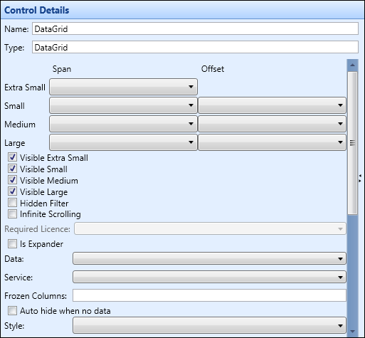 Control Details section